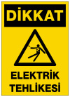 dikkat elektrik tehlikesi ikaz ve uyarı levhası