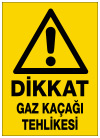 dikkat gaz kaçağı tehlikesi ikaz ve uyarı levhası